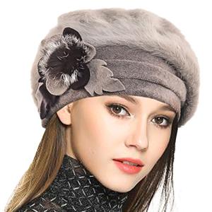 vecry Lady French Beret 100? %ウールベレー帽花柄ドレスビーニー冬帽子 【並行輸入】の商品画像