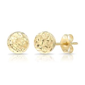 14k Yellow Gold Diamond-cut Ball Stud Earrings 【並行輸入】｜runsis-store