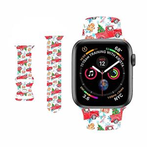 Apple Watch 42mm 44MM 45mm M/Lキッズ女の子と互換性のある通気性のあるクリスマスパターンバンドiWatc 【並行輸入】｜runsis-store