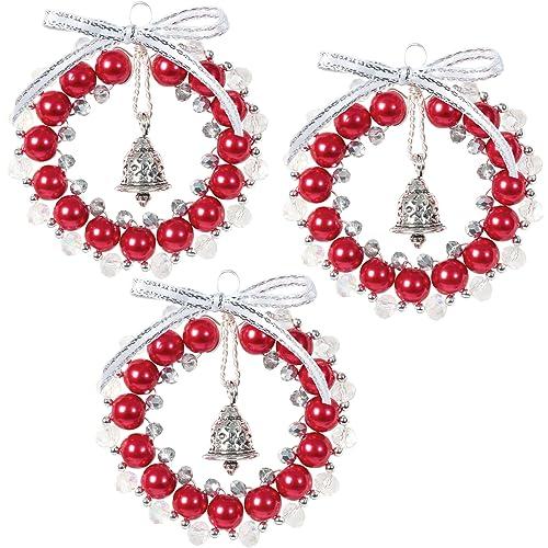 Solid Oak Nostalgic Christmas Beaded Crystal Ornam...