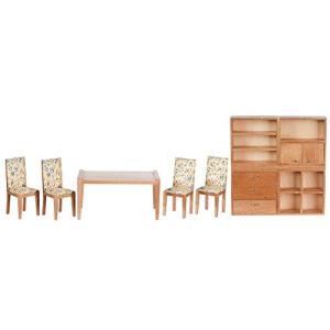 Dollhouse Miniature Modern Dining Set  Oak Finish  9 pc T0140 【並行輸入】｜runsis-store