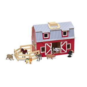 Melissa & Doug Fold and Go木製Barn with 7動物再生Figures 【並行輸入】｜runsis-store