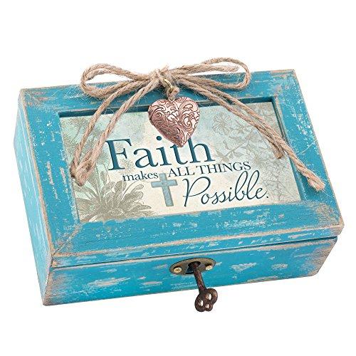 Faith Makes All Things Possible Teal Wood Locket J...