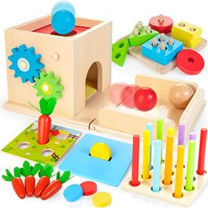 JUSTWOOD Montessori Toys for 1 2 3 Years Old Kids  8-in-1 Wooden P 【並行輸入】｜runsis-store