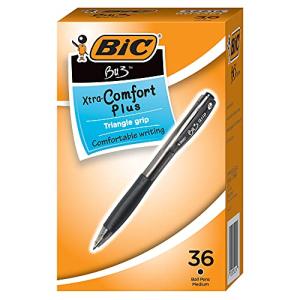 BIC BU3 Grip Retractable Ball Pen  Medium Point (1.0mm)  Black  36 【並行輸入】｜runsis-store