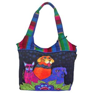 Laurel Burch Three Amigos 犬と猫 大型トートバッグ  マルチカラー  2XL 【並行輸入】｜runsis-store