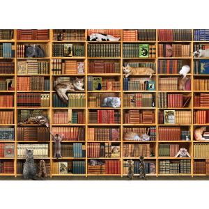 Cobble Hill 1000ピースパズル 猫図書館 サンプルポスター付き 【並行輸入】｜runsis-store