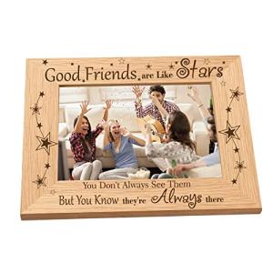 CREATCABIN 彫刻された木製フレーム Good Friends are Like Stars テーブルトップ 10.16cm 【並行輸入】｜runsis-store