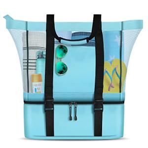 Mesh Beach Tote Bag with Detachable Beach Cooler - MAX Capacity 34 【並行輸入】｜runsis-store