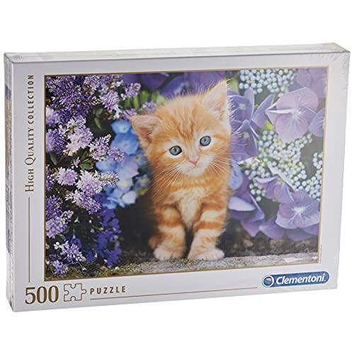 500ピース ジグソーパズル Clementoni 花と赤茶猫 Ginger Cat in Flow...