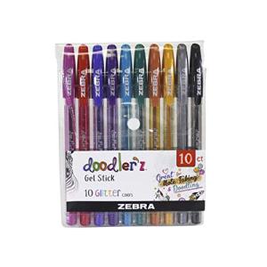 Zebra Pen Doodlerz ゲルスティックペン 太字 1.0mm グリッターカラー詰め合わせ 10本パック 【並行輸入】｜runsis-store