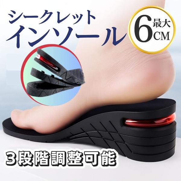 シークレットインソール 3段階 調整 6cm 中敷き メンズ レディース エアインソール 兼用 中敷