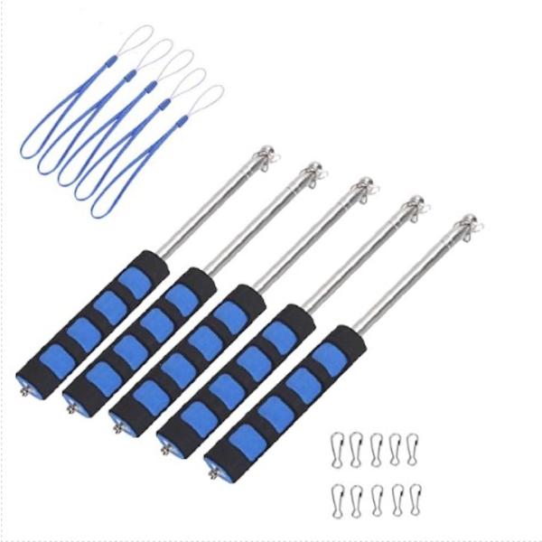 5本セット 伸縮旗ポール 指示棒 手旗棒 滑り止めスポンジグリップ ストラップ・取り付け金具付き (...