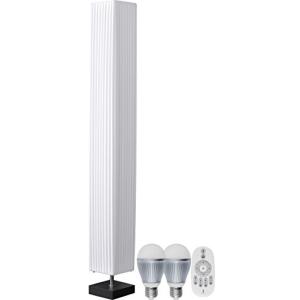 ottostyle.jp スクエアフロアランプ ウッドベース＆LED電球2個＆専用リモコン三点セット スタンドライト 間接照明