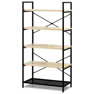 ottostyle.jp アイアンシェルフ 5段 幅80cm  オープンラック ディスプレイ ラック 収納棚 ハニカム構造 スチールフレーム 木目調 アジャスター付