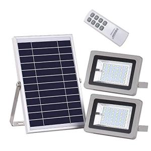 MIFO ソーラー投光器 屋外用LEDガーデンライト 2灯セット ソーラー充電式 電気代0円 高輝度LED30灯 ライト最大出力40W IP65防水 夜間自動点灯 リモコン操作