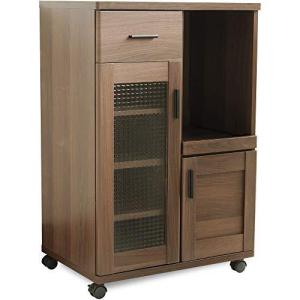 moca company Roundear キッチンカウンター 幅60 キャスター付き コンパクト 食器棚 ロータイプ ブラウン 木目調