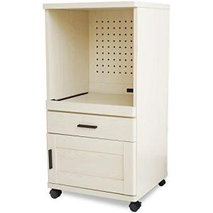 moca company Roundear キッチンカウンター 幅45 レンジ台 ロータイプ コンパクト キャスター付き ホワイト