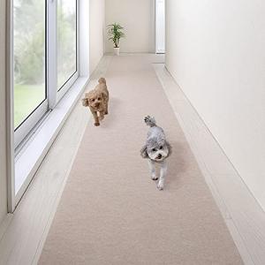 サンコー 廊下敷き ロングマット キッチンマット カーペット はっ水 消臭 日本製 60×400cm ライトベージュ フラットタイプ おくだけ吸着 KQ-05