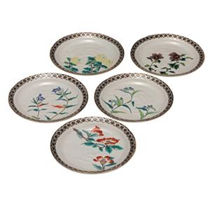 九谷焼いわたや 皿揃金襴小紋五草花 K7-90