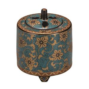 九谷焼いわたや 香炉青粒 K7-1428 径7.6×高さ9.3cm