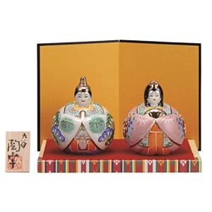 玉雛人形絞り盛松竹梅 K7-1616 男雛/幅8.5×奥行8.5×高さ10cm 女雛/幅8×奥行8×高さ9.8cm