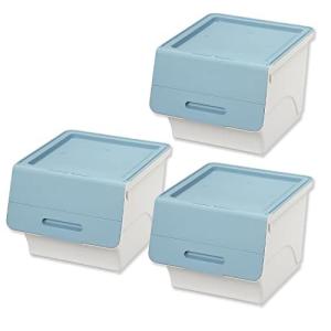 サンカ 収納ボックス フロック ブルー   前開き フラップ フタ付き 大容量 おし