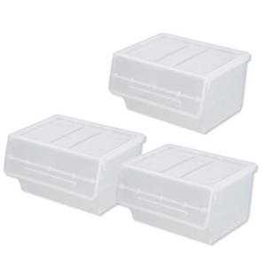 サンカ 収納ボックス フロック ワイド クリア   前開き フラップ フタ付き 大容