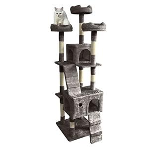seiyishi キャットタワー 高さ186cm 大型猫タワー 据え置き型 爪とぎ 運動不足 ストレス解消 スロープ 隠れ家 おしゃれ 猫用品 組立て式 SY-MJ-30