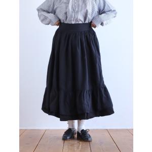 Gauze# " FRANCOIS FRILL SKIRT ( Grayish White / Black ) "｜rurublue