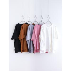 prit リサイクルムラ糸 5分袖ワイドTee ( Off White / Pink / Gray / Brown / Black ) "｜rurublue