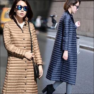 ダウンコート レディース ロング丈 スプリングコート ジャケット エレガント アウター おしゃれ ダウン カジュアル 詰襟 秋 冬 防寒 防風