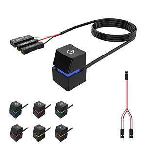 パソコン用 外付け電源ボタン パソコン 外付け電源スイッチ PCケース用 電源ボタン 7色 青軸付きボタン 軸交換可能 2m