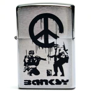 ジッポ zippo 刻印 柄 ジッポ レーザー 刻印 #200 Banksy バンクシー 送料無料｜rush-mall