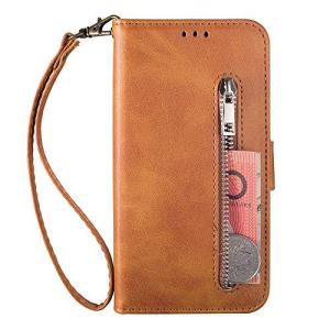 iPhone 11 Pro Max ケース ジッパーデザイン スタンド機能付き マグネット付き  ブラウン