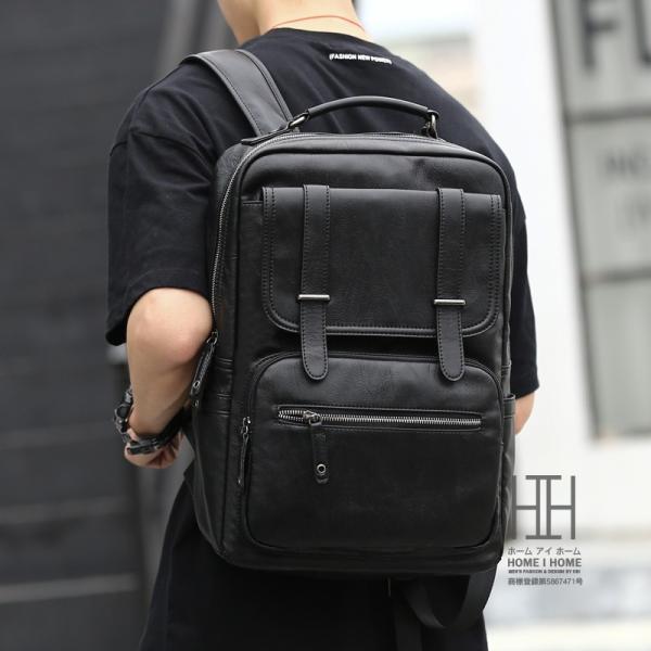 リュック メンズ 大容量 レザー 革 スクエア バックパック撥水 防汚 リュックサック デイパック ...
