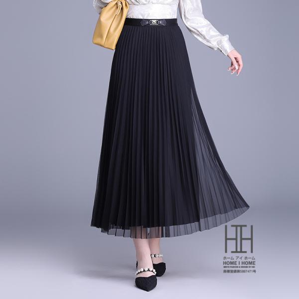 チュールスカート プリーツスカート レディース ミモレ丈 ワンポイント ウェストゴム 台形スカート ...