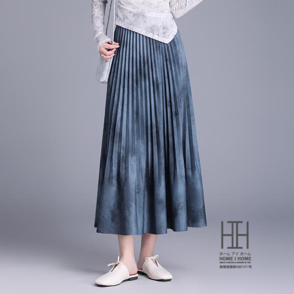 プリント プリーツスカート レディース ミモレ丈 ロングスカート ストレッチ 通気性 清涼 Aライン...