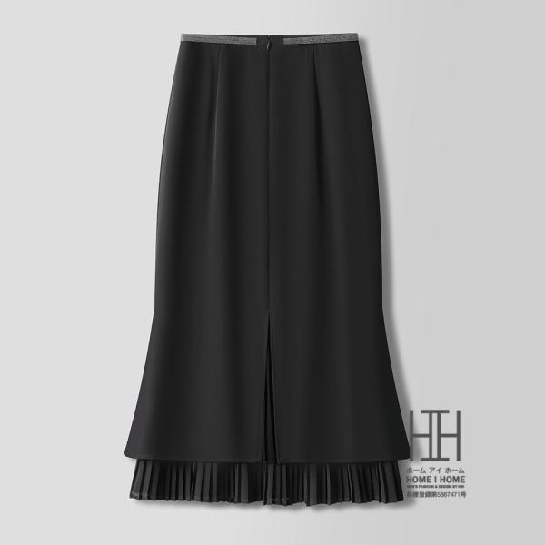 マーメイドスカート プリーツ切り替え ロングスカート レディース ストレッチ 脚長 美脚 体型カバー...