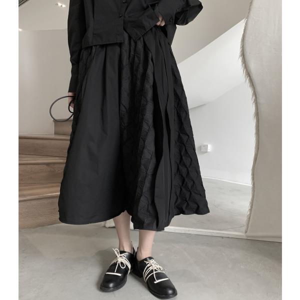 フレアスカート レディース 切り替え ロング丈 ゆったり 個性的 体型カバー おしゃれ キレイめ カ...