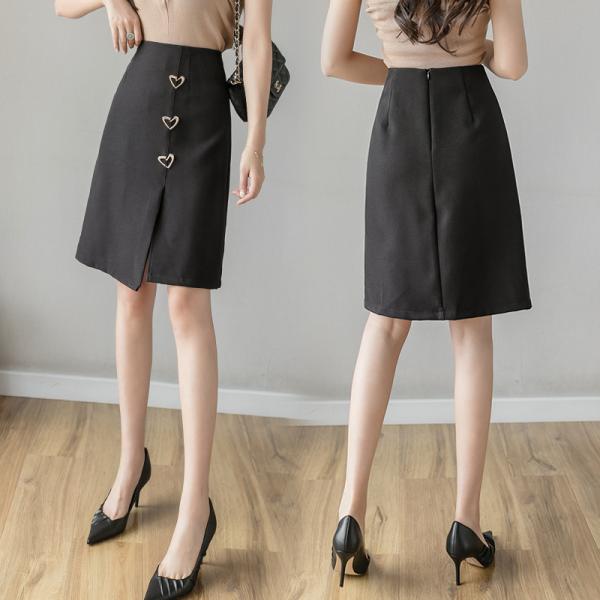 スカート レディース 通勤 シンプル 飾り付き キレイめ体型カバー おしゃれ Aライン ミドル丈 大...