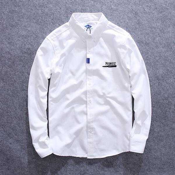 オックスフォードシャツ ボタンダウン 長袖 メンズ ワンポイント 刺繍入り ロゴ コットン おしゃれ...