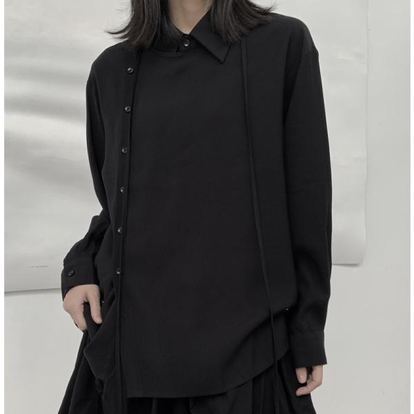 長袖シャツ ブラウス レディース トップス デザイン オリジナル 個性的 ゆったり オーバーサイズ ...