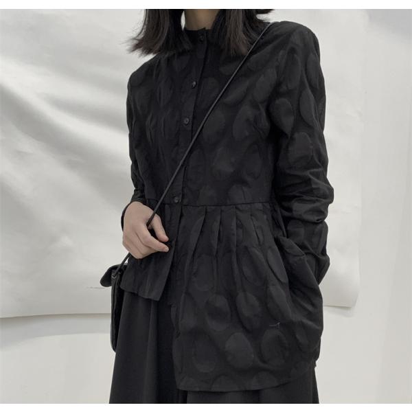 シャツ ブラウス レディース 長袖 麻混 綿麻 リネン ドット柄 水玉模様 個性 裾不規則 オリジナ...