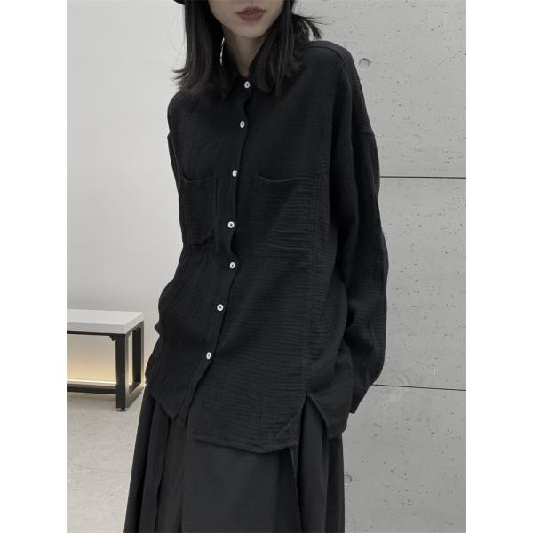 シャツジャケット ライトアウター ブラウス シャツ レディース 長袖 トップス 両ポケット付き ゆっ...