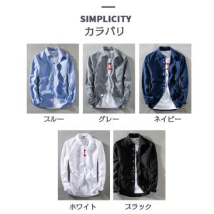 シャツメンズ オックスフォードシャツ 長袖 白...の詳細画像1