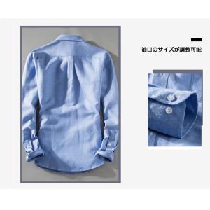 シャツメンズ オックスフォードシャツ 長袖 白...の詳細画像3