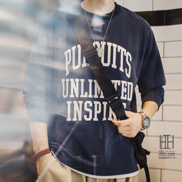 Tシャツ メンズ 長袖 長袖Tシャツ メンズ ロンT メンズ ロゴT スローガン クルーネック 大き...