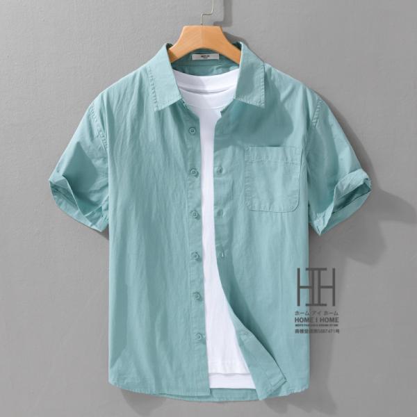 シャツ メンズ 半袖 白シャツ ポケット ビジネス シンプル 無地 半袖シャツ 柔らかい 涼しい 羽...