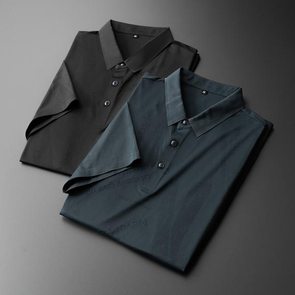 半袖ポロシャツ メンズ 英文字 総柄 涼感 ゴルフ ストレッチ 吸汗速乾 ビジネス対応 カジュアル ...